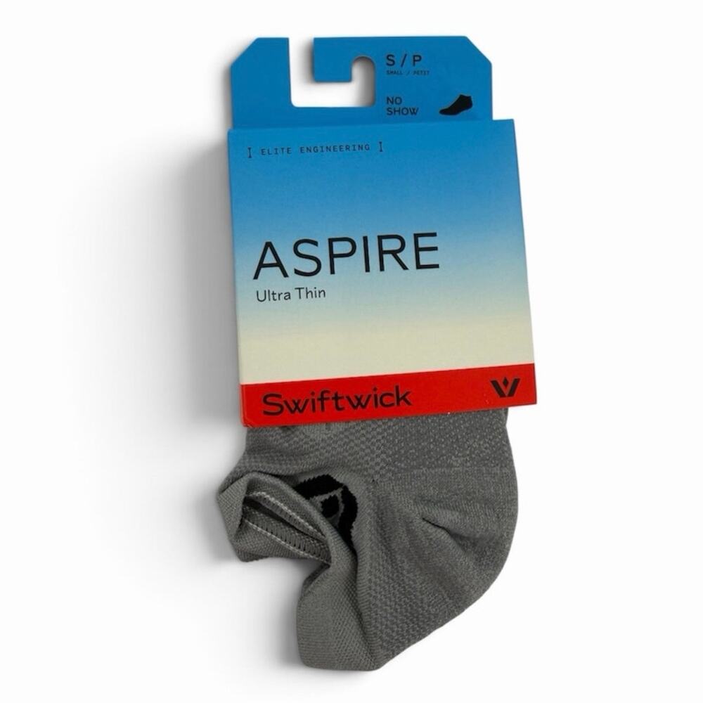 Swiftwick Aspire Ultra Thin No Show Socks Small Gray Pewter Running NWT